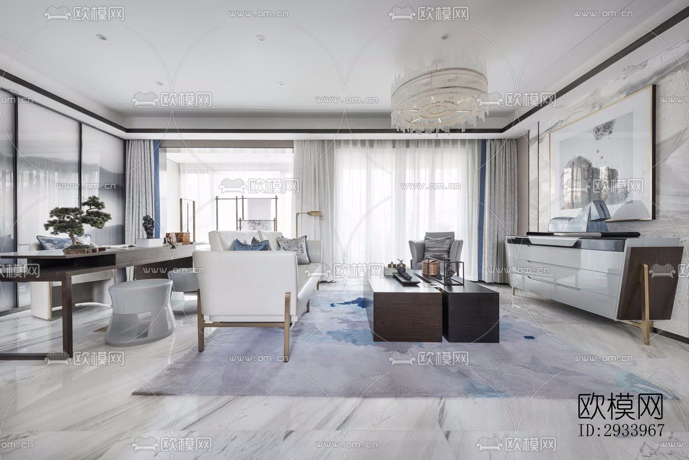 新中式别墅效果图下载（渲染图3）