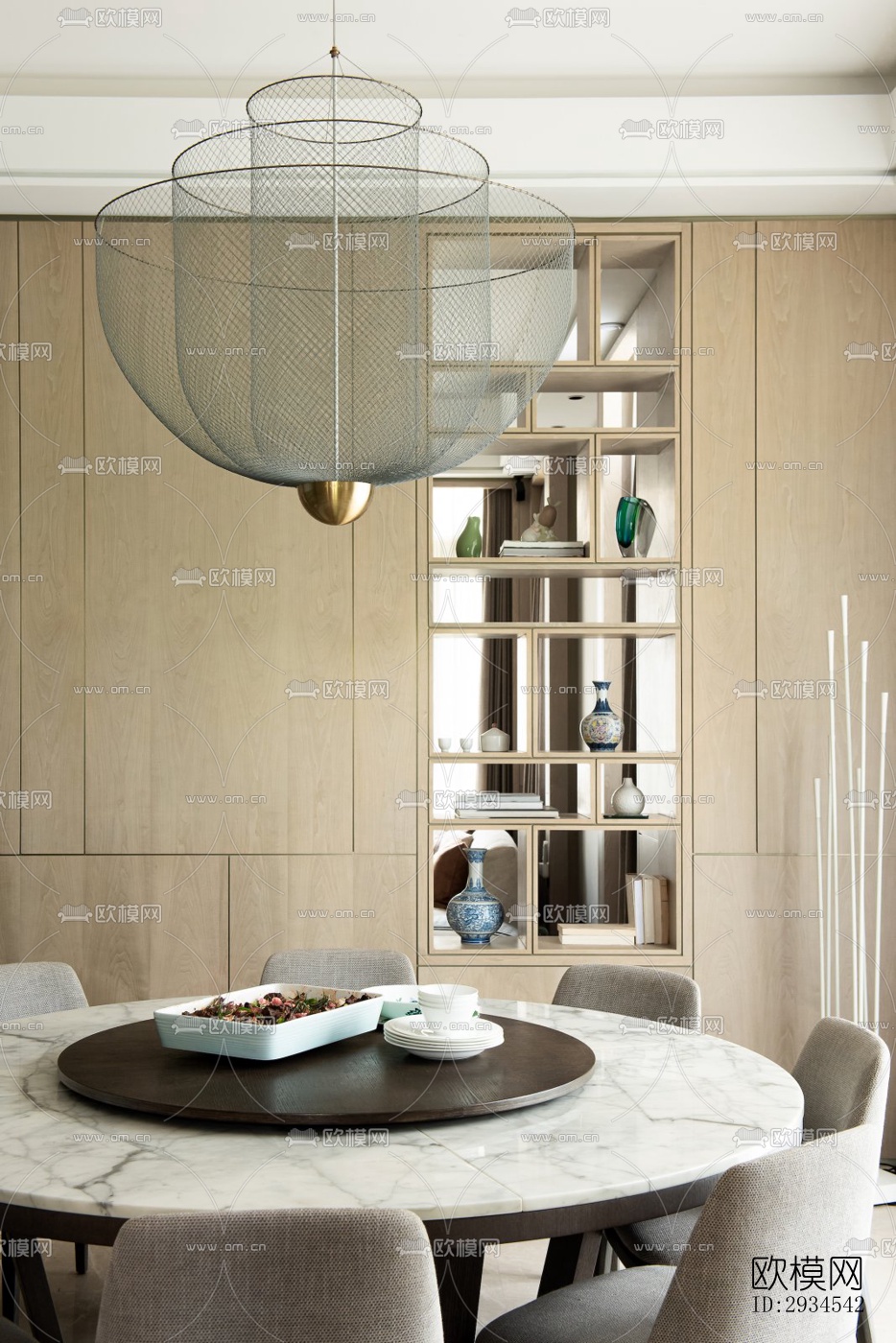 新中式平层效果图下载（渲染图10）