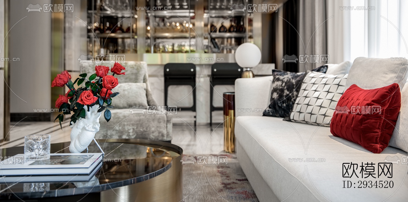 新中式平层效果图下载（渲染图16）