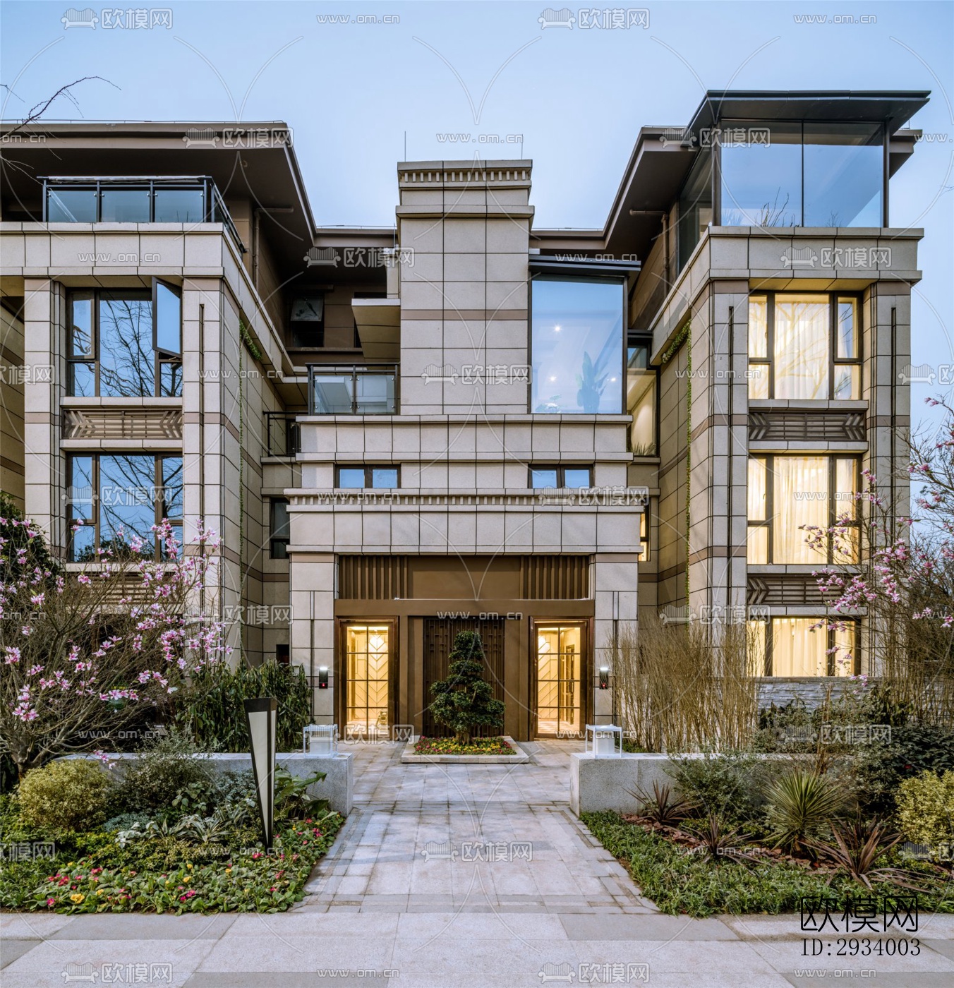 新中式别墅效果图下载（渲染图11）