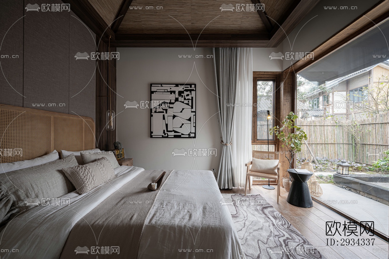 中式平层效果图下载（渲染图10）