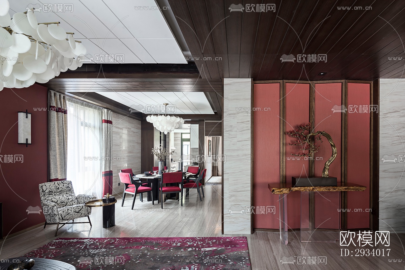 新中式别墅效果图下载（渲染图9）