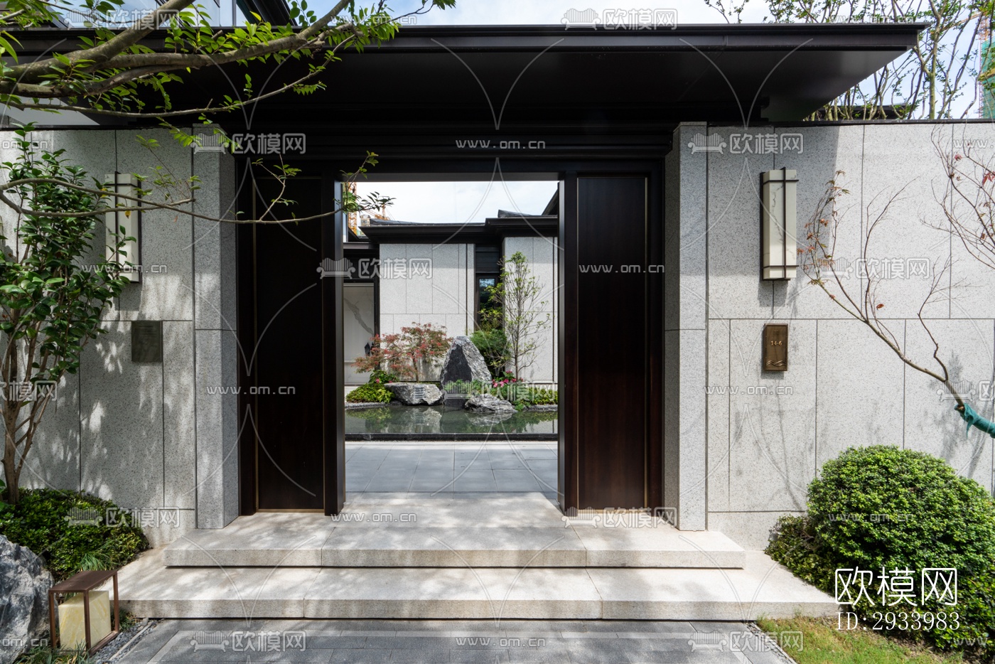 新中式别墅效果图下载（渲染图1）