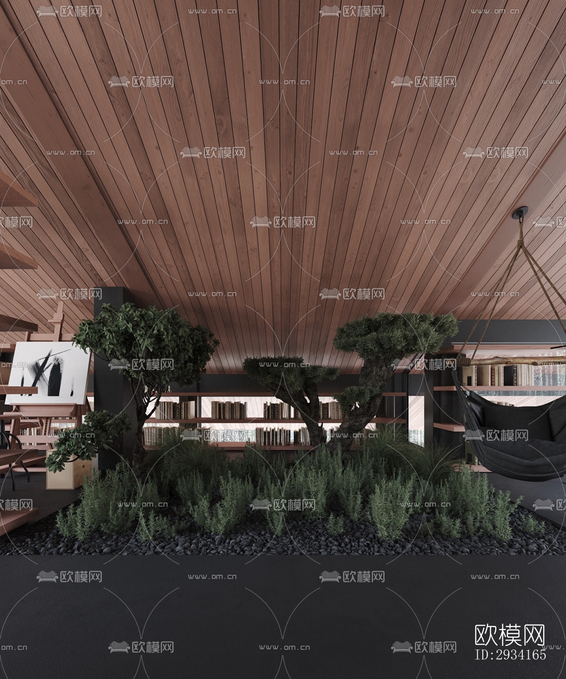 高级灰别墅效果图下载（渲染图18）