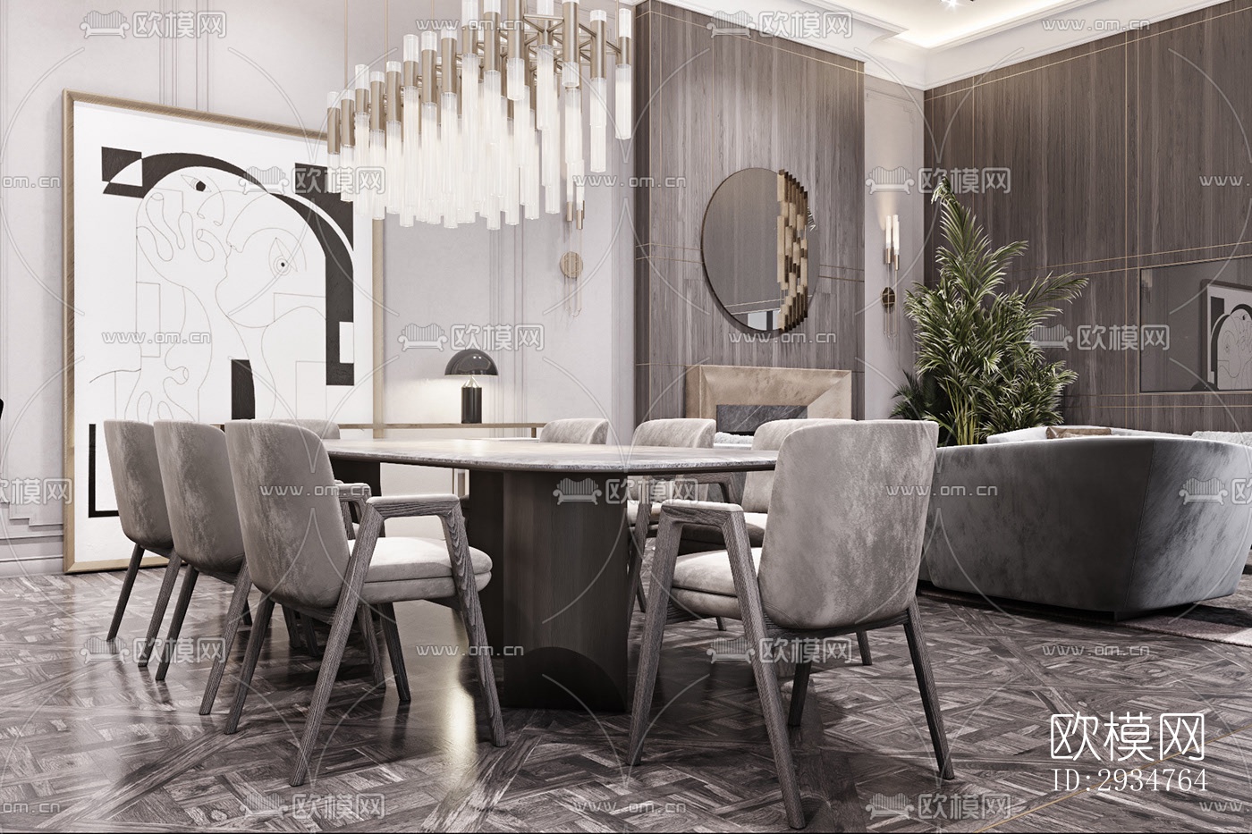 现代平层效果图下载（渲染图4）