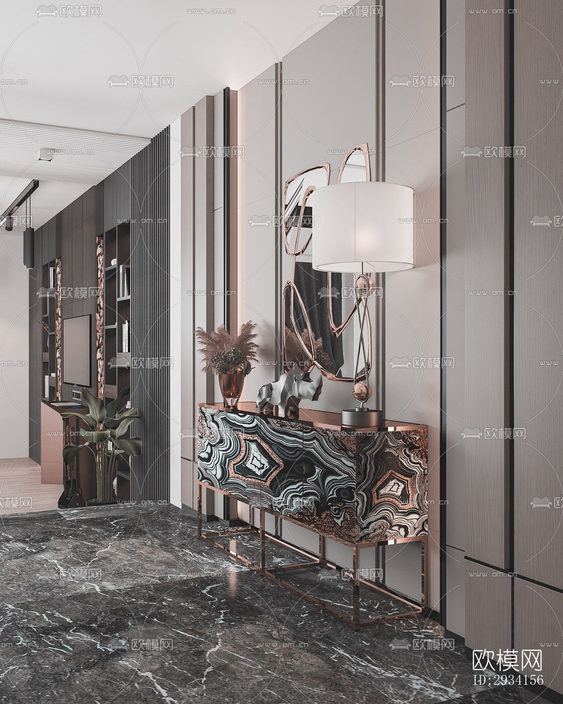 高级灰别墅效果图下载（渲染图3）