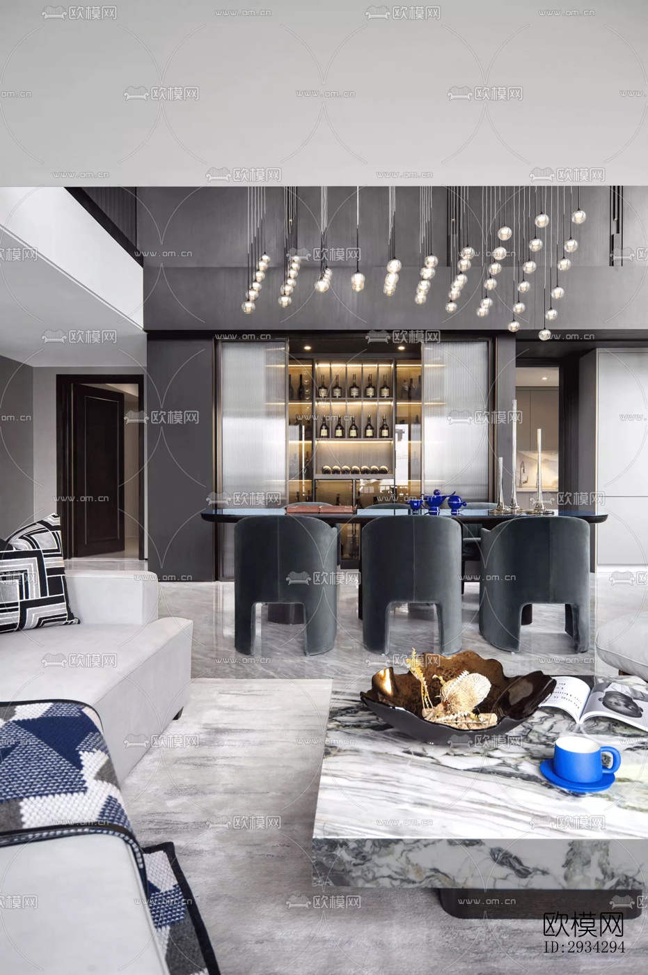 现代复式效果图下载（渲染图1）