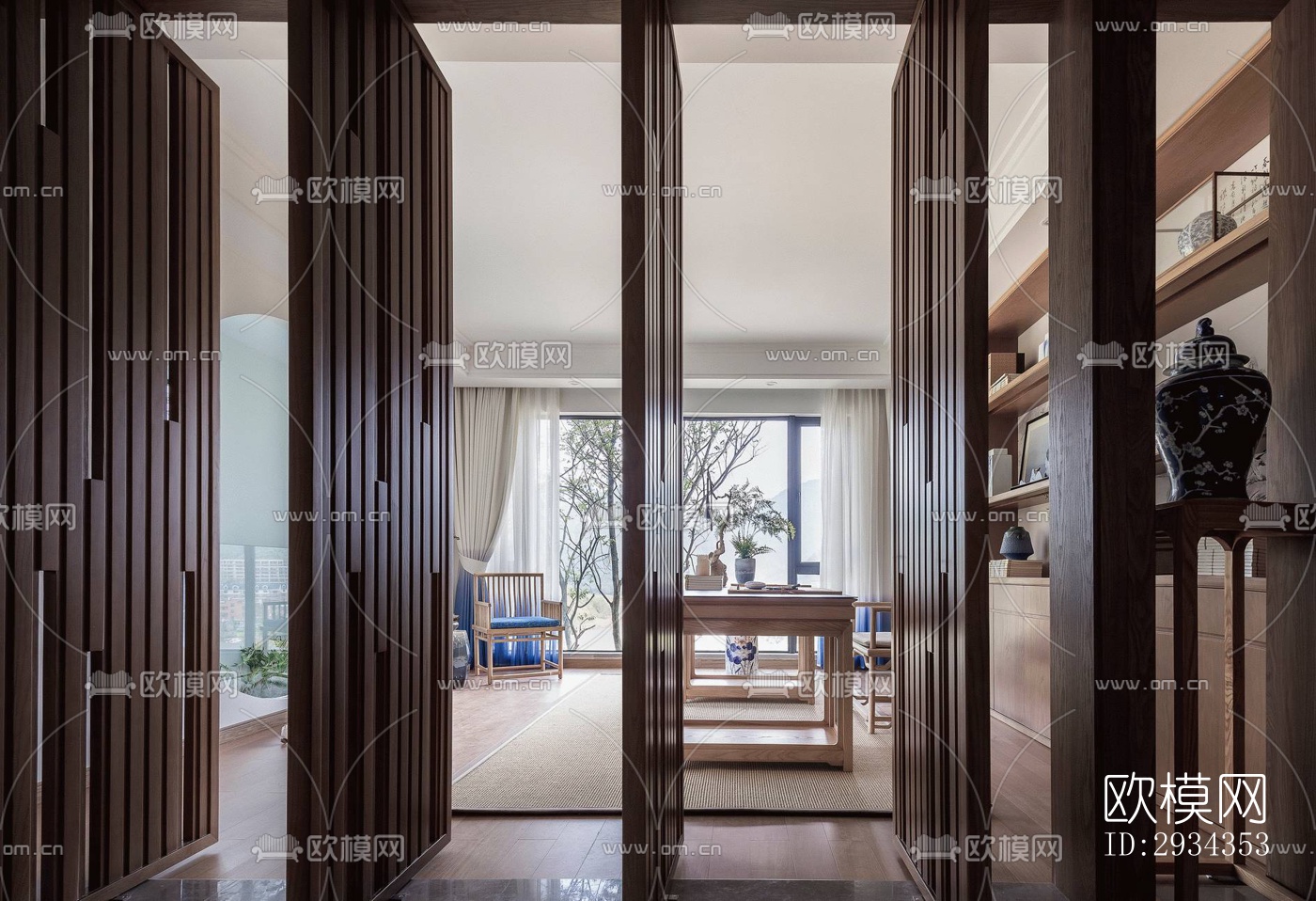 中式平层效果图下载（渲染图8）