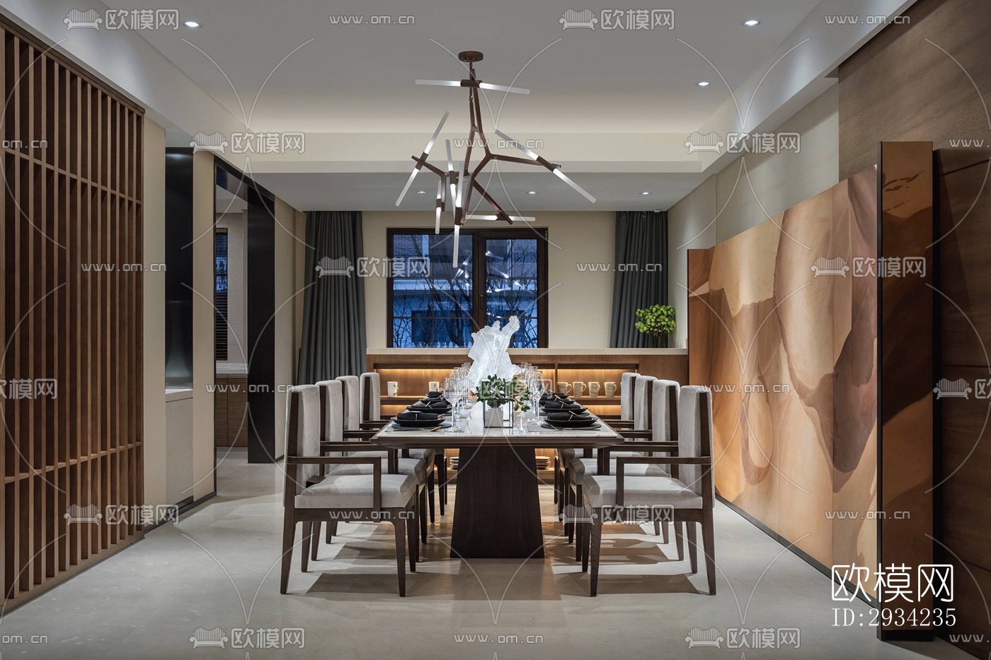 新中式复式效果图下载（渲染图19）