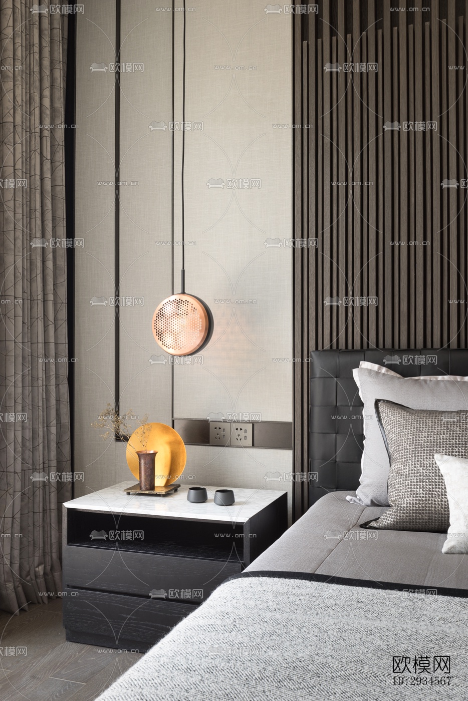 新中式平层效果图下载（渲染图7）