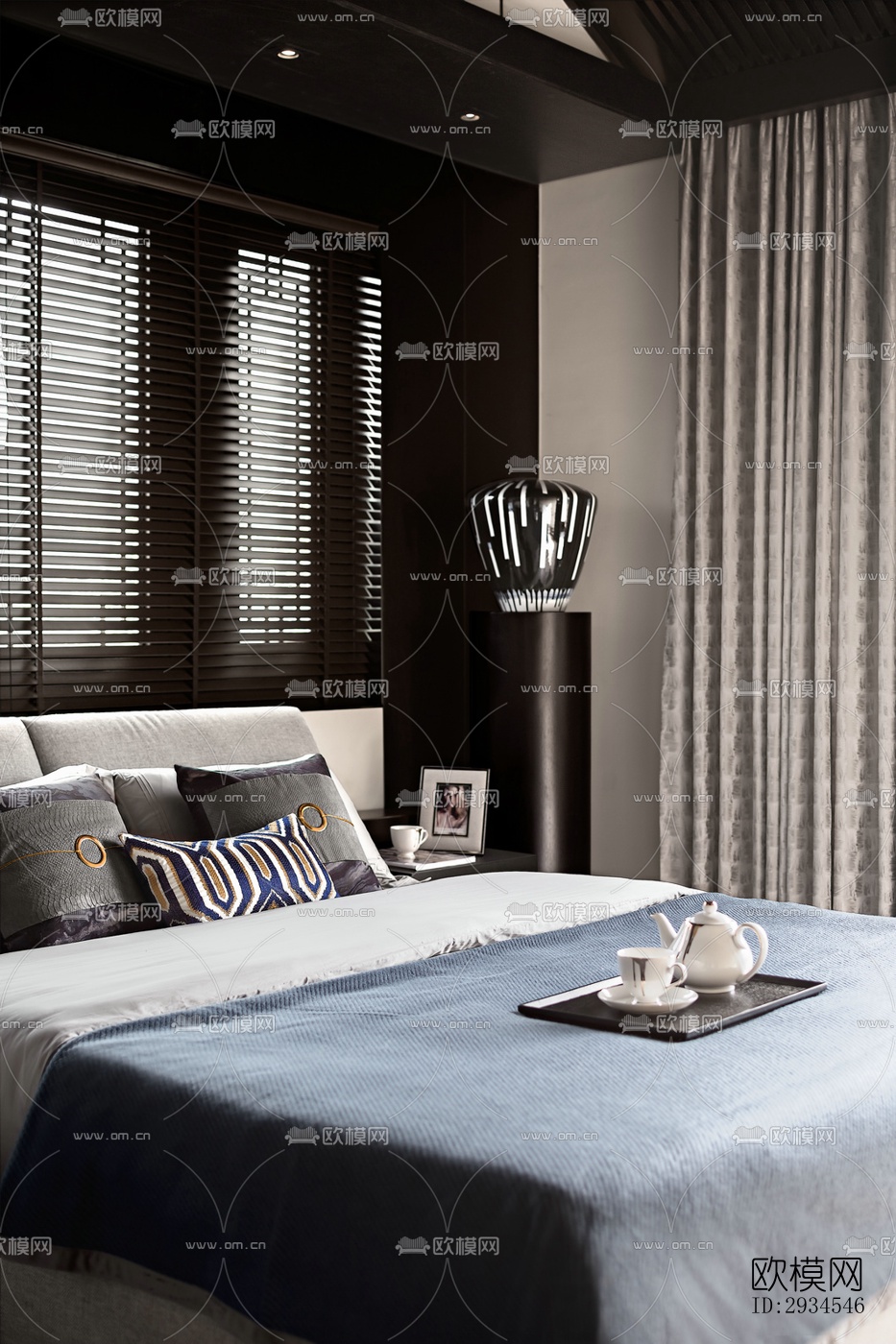 新中式平层效果图下载（渲染图7）