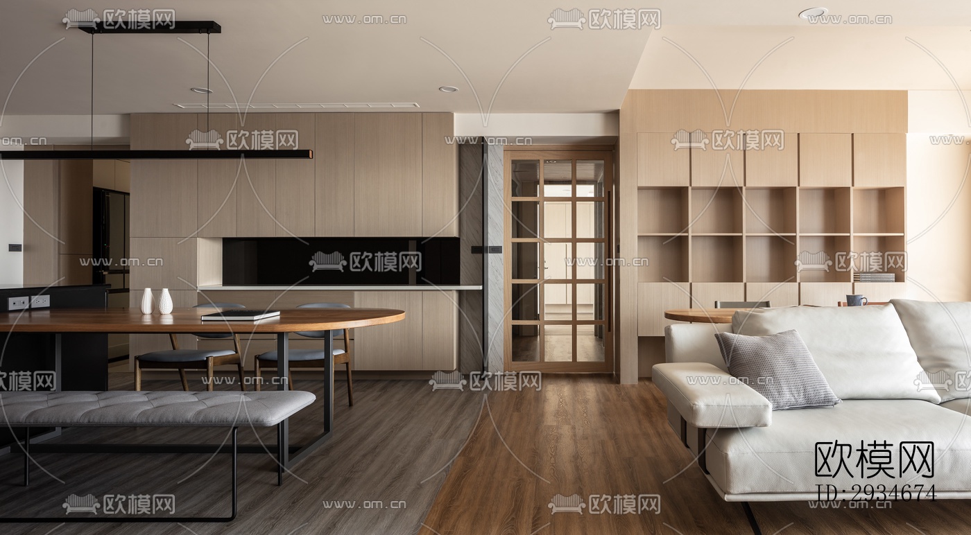 日式平层效果图下载（渲染图1）