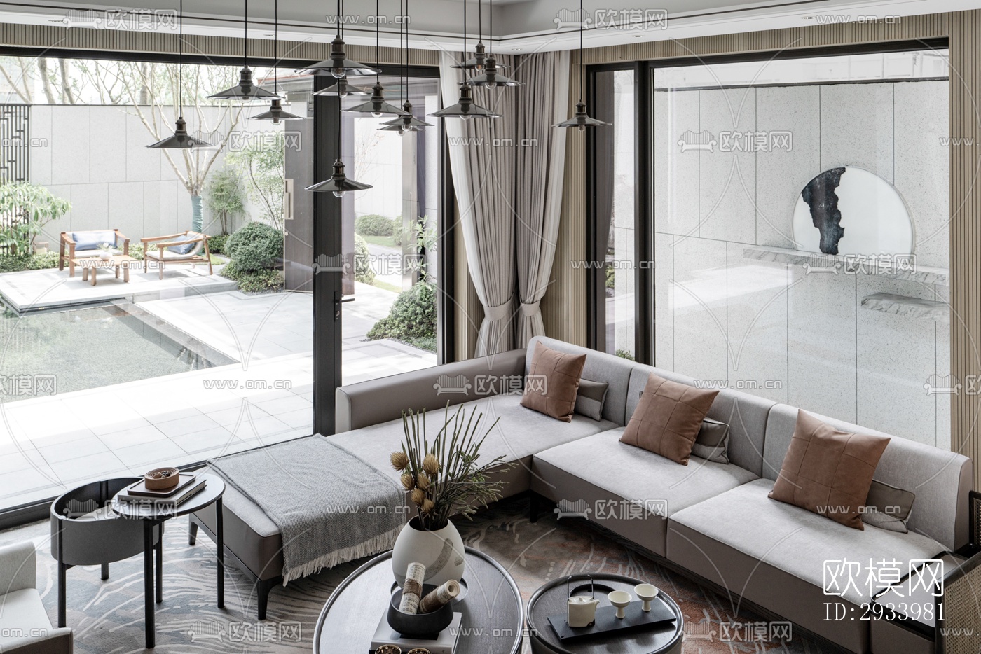 新中式别墅效果图下载（渲染图5）