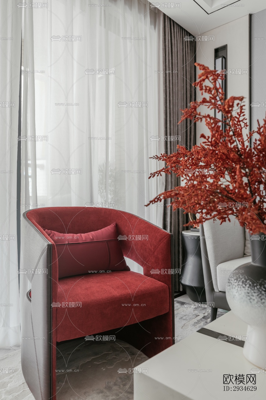 新中式平层效果图下载（渲染图8）