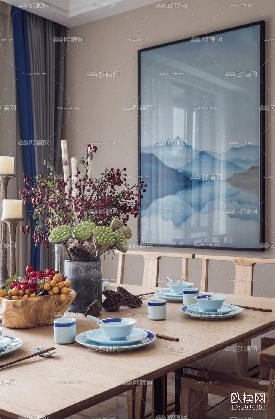 中式平层效果图下载（渲染图7）