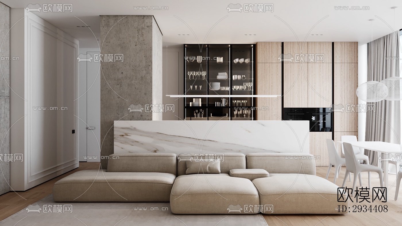 北欧平层效果图下载（渲染图1）