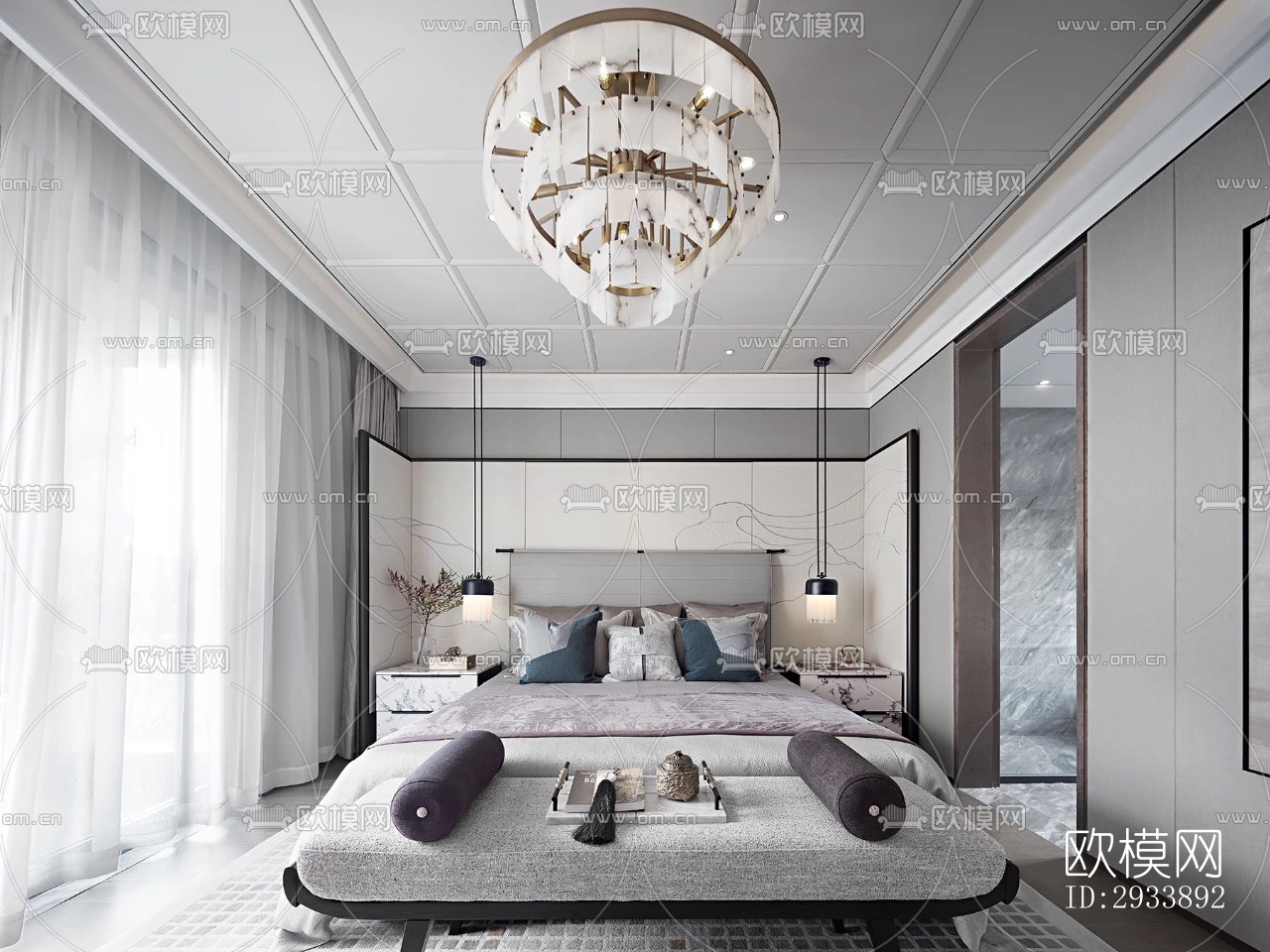 新中式别墅效果图下载（渲染图6）