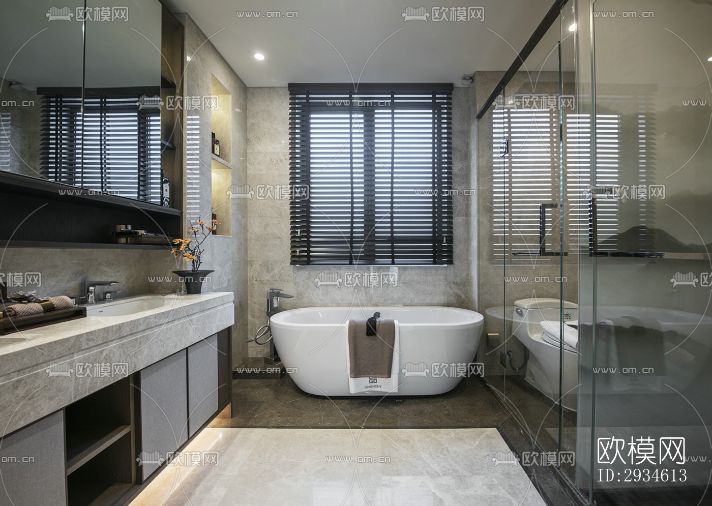 新中式平层效果图下载（渲染图20）