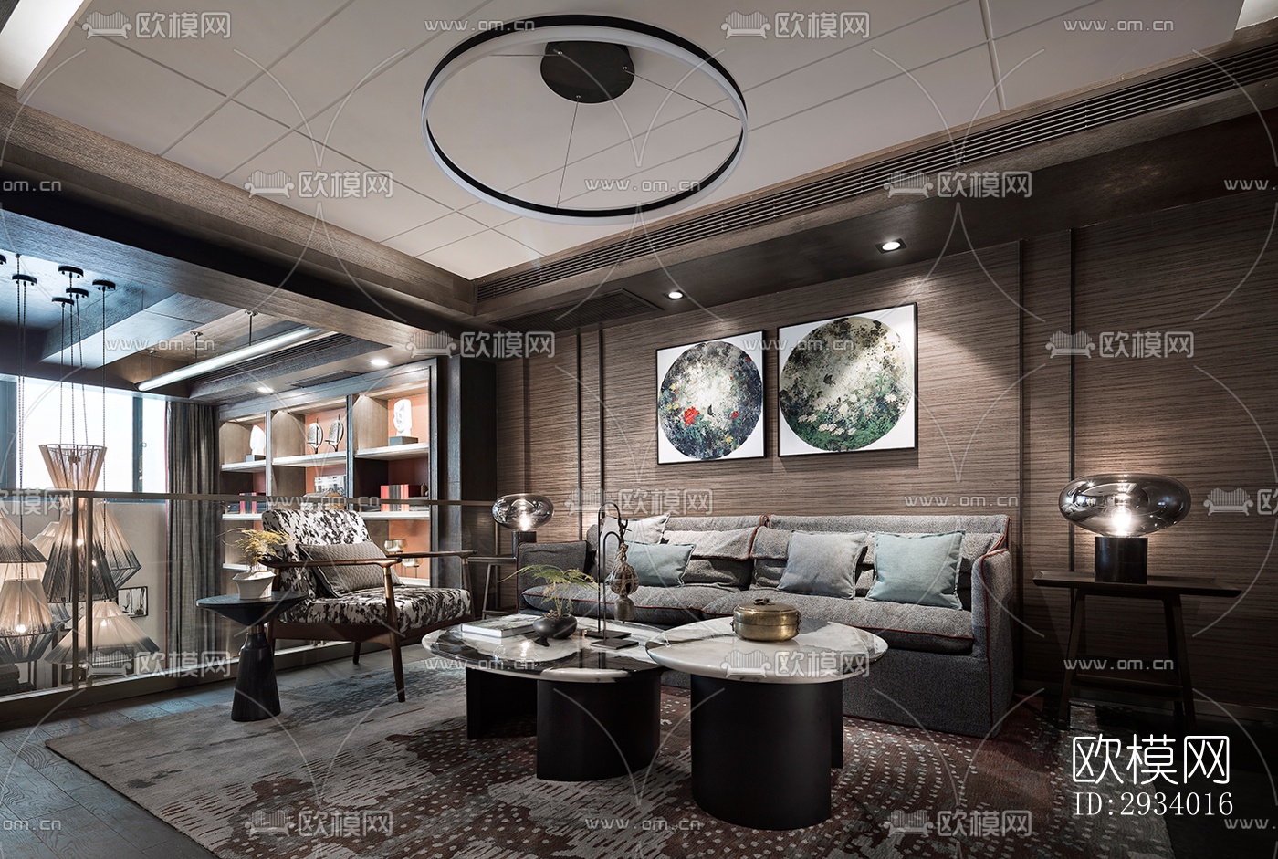 新中式别墅效果图下载（渲染图7）