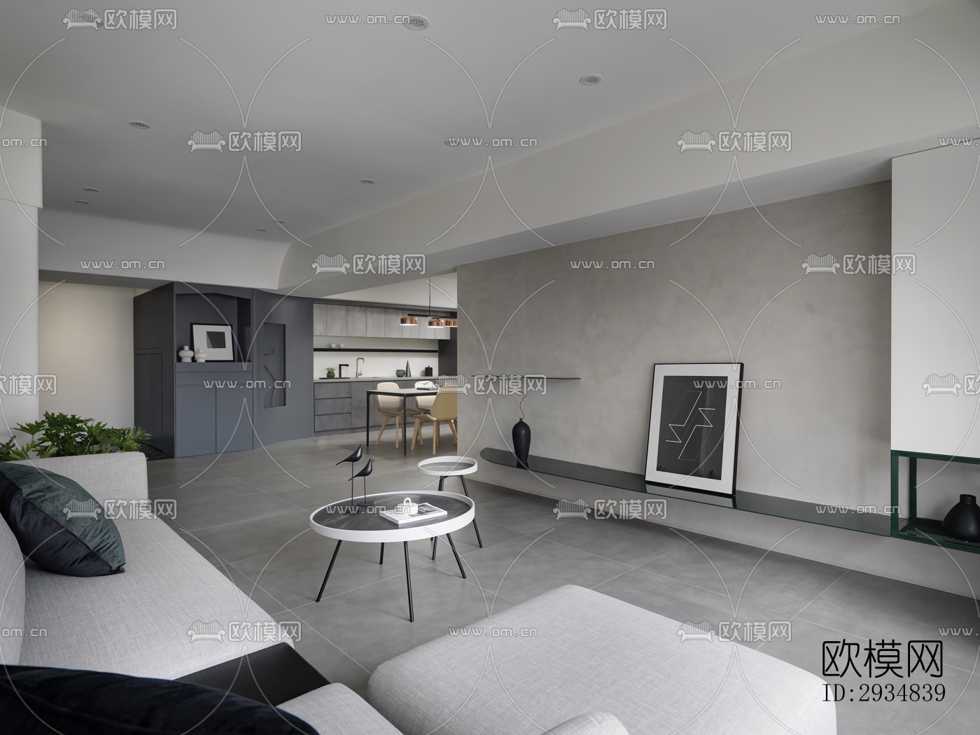 现代平层效果图下载（渲染图2）