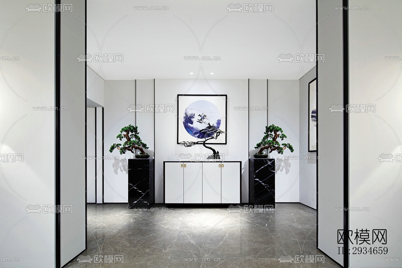 新中式平层效果图下载（渲染图1）