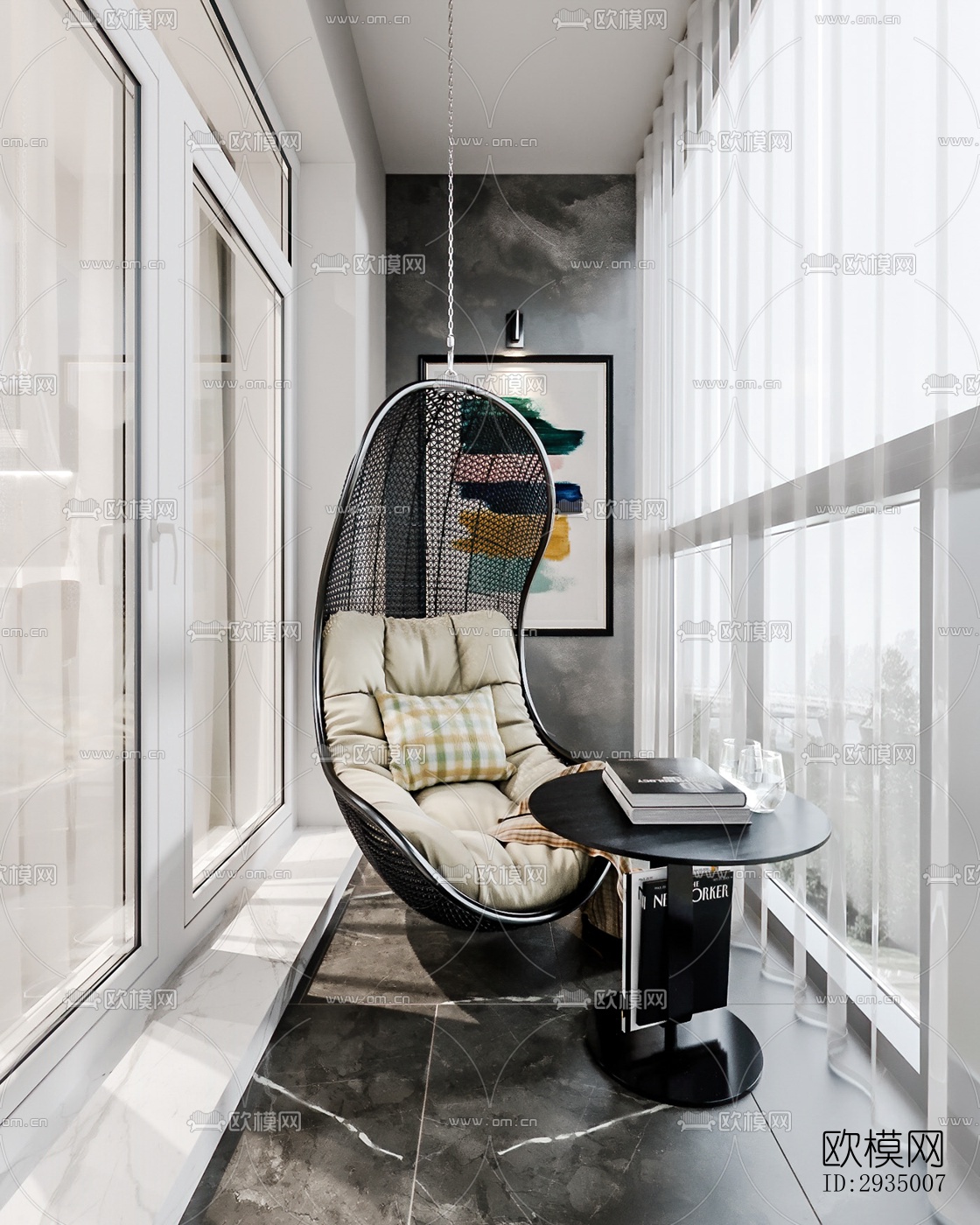 现代平层效果图下载（渲染图20）