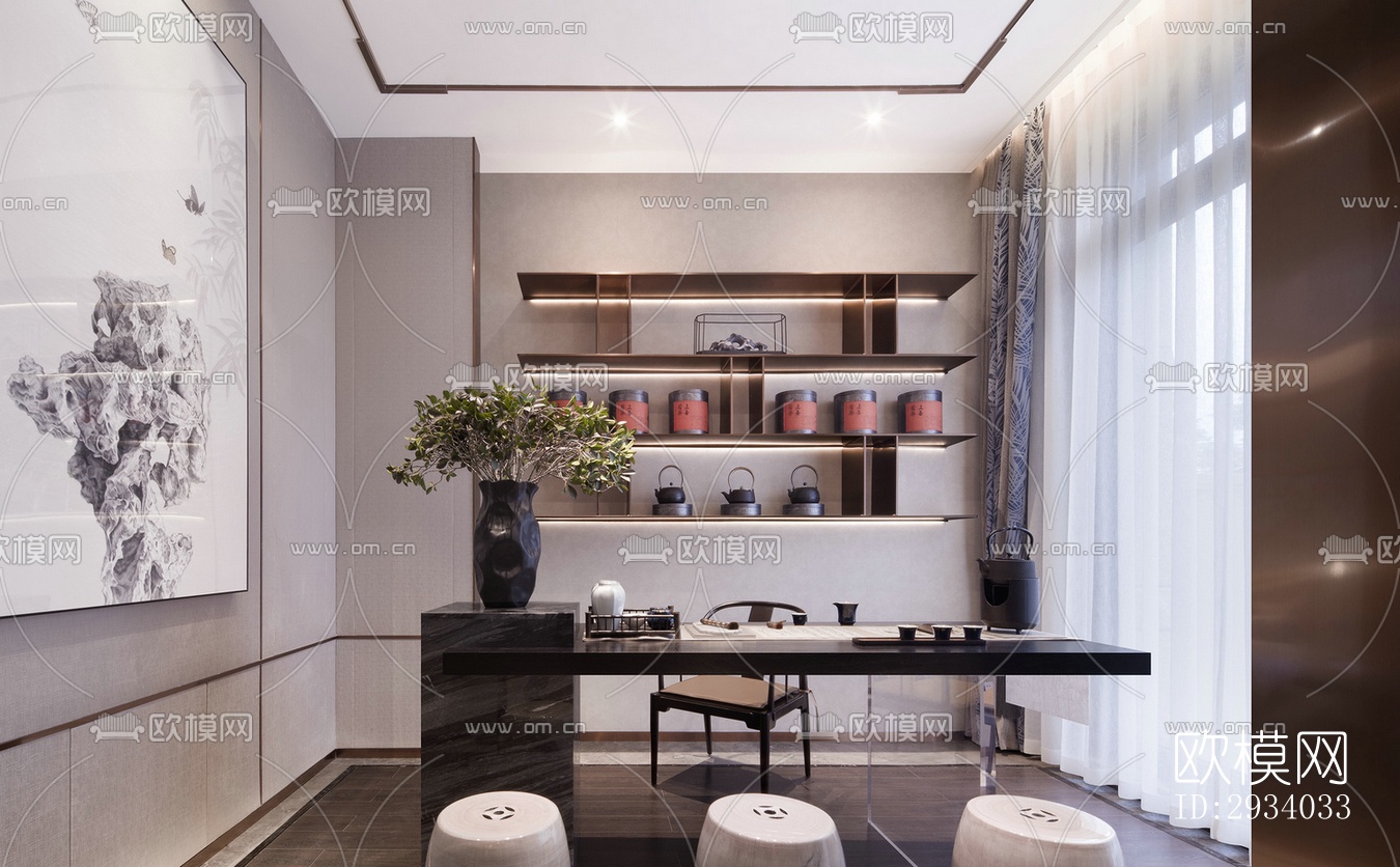 新中式别墅效果图下载（渲染图12）