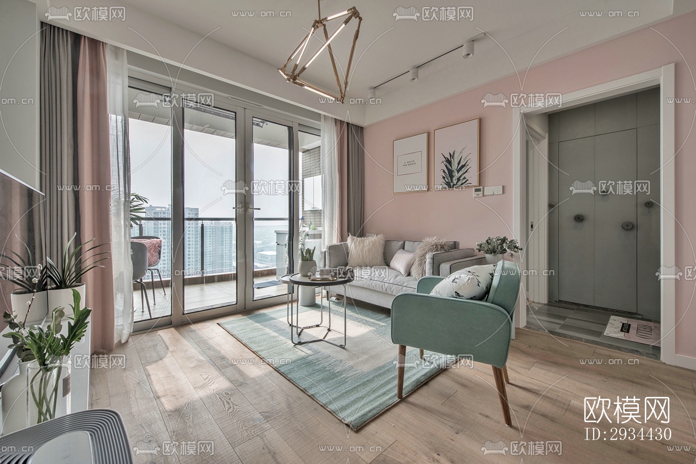 北欧平层效果图下载（渲染图1）