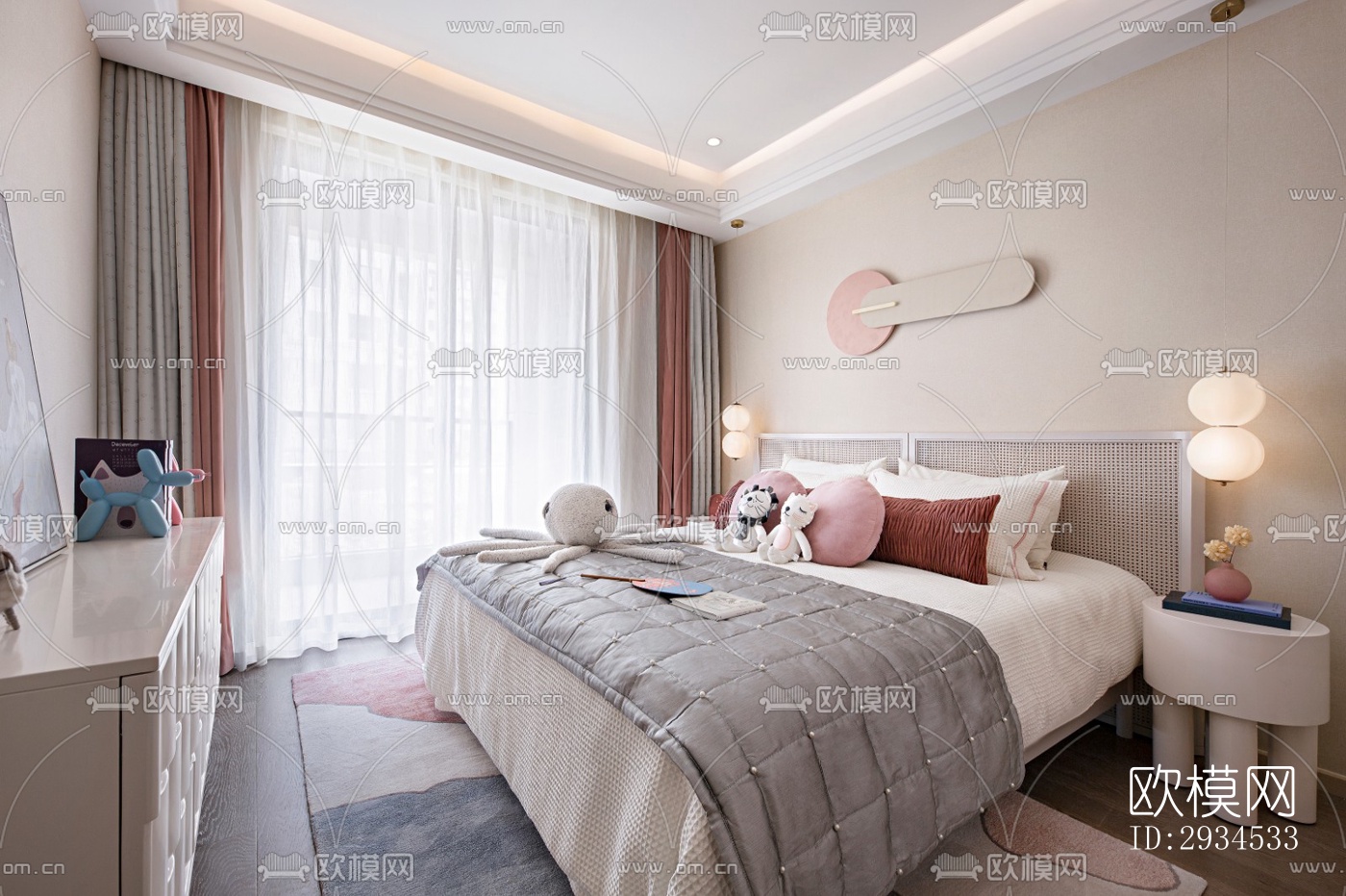 新中式平层效果图下载（渲染图10）