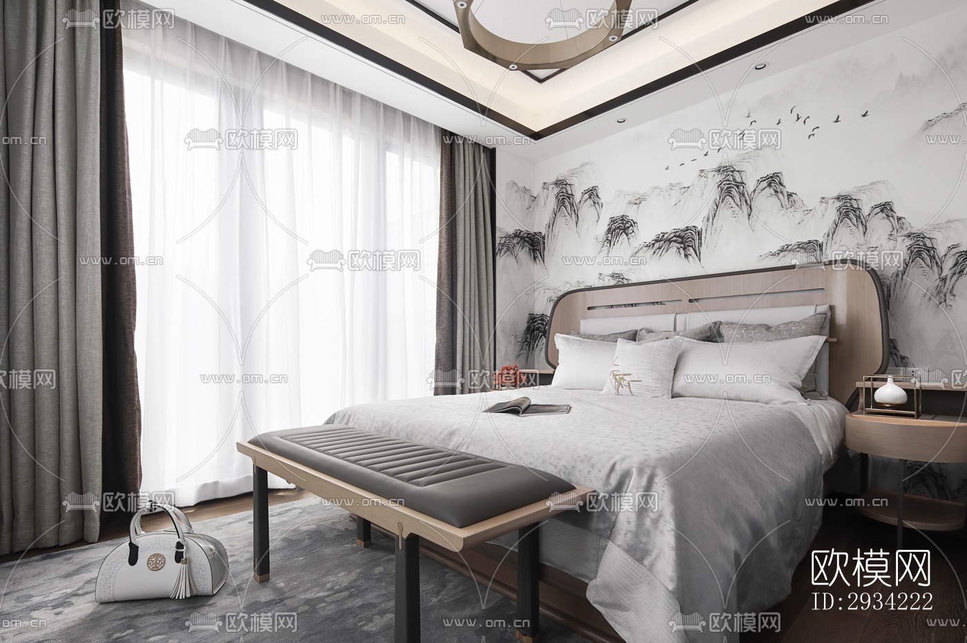 新中式复式效果图下载（渲染图7）