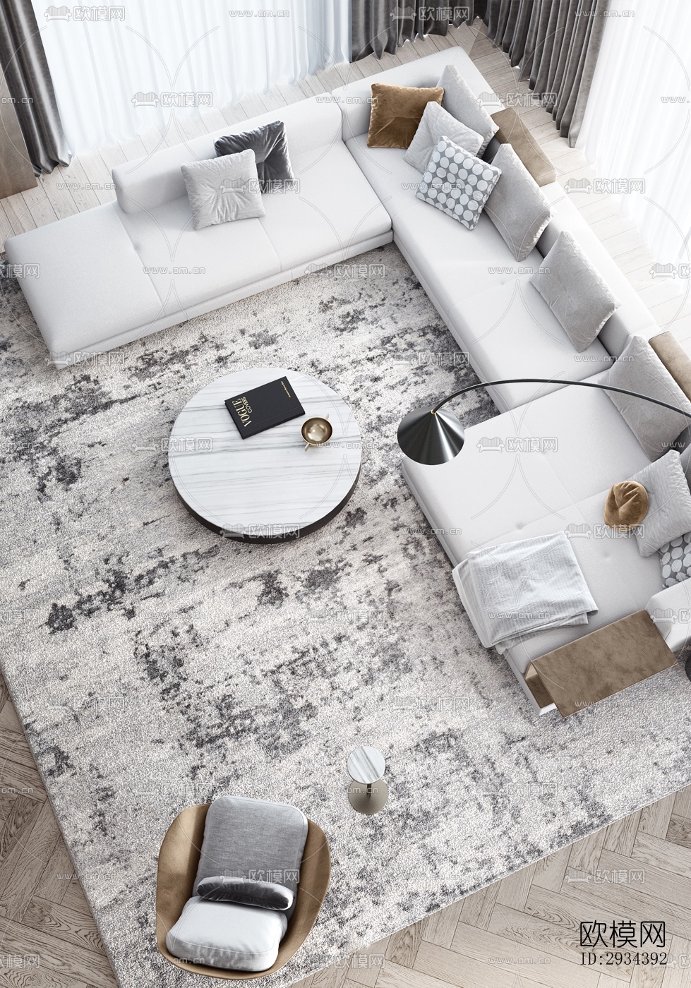 北欧平层效果图下载（渲染图4）