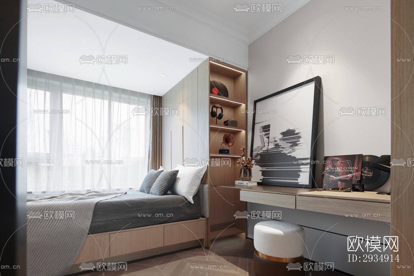 现代平层效果图下载（渲染图1）