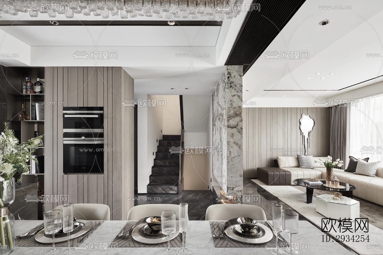 现代复式效果图下载（渲染图2）