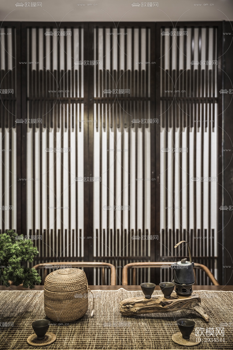 新中式平层效果图下载（渲染图6）