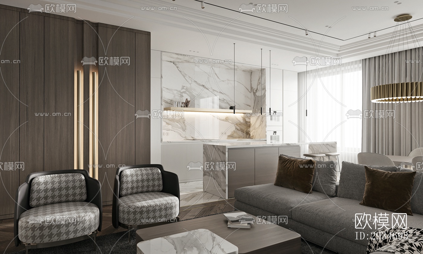 现代平层效果图下载（渲染图17）