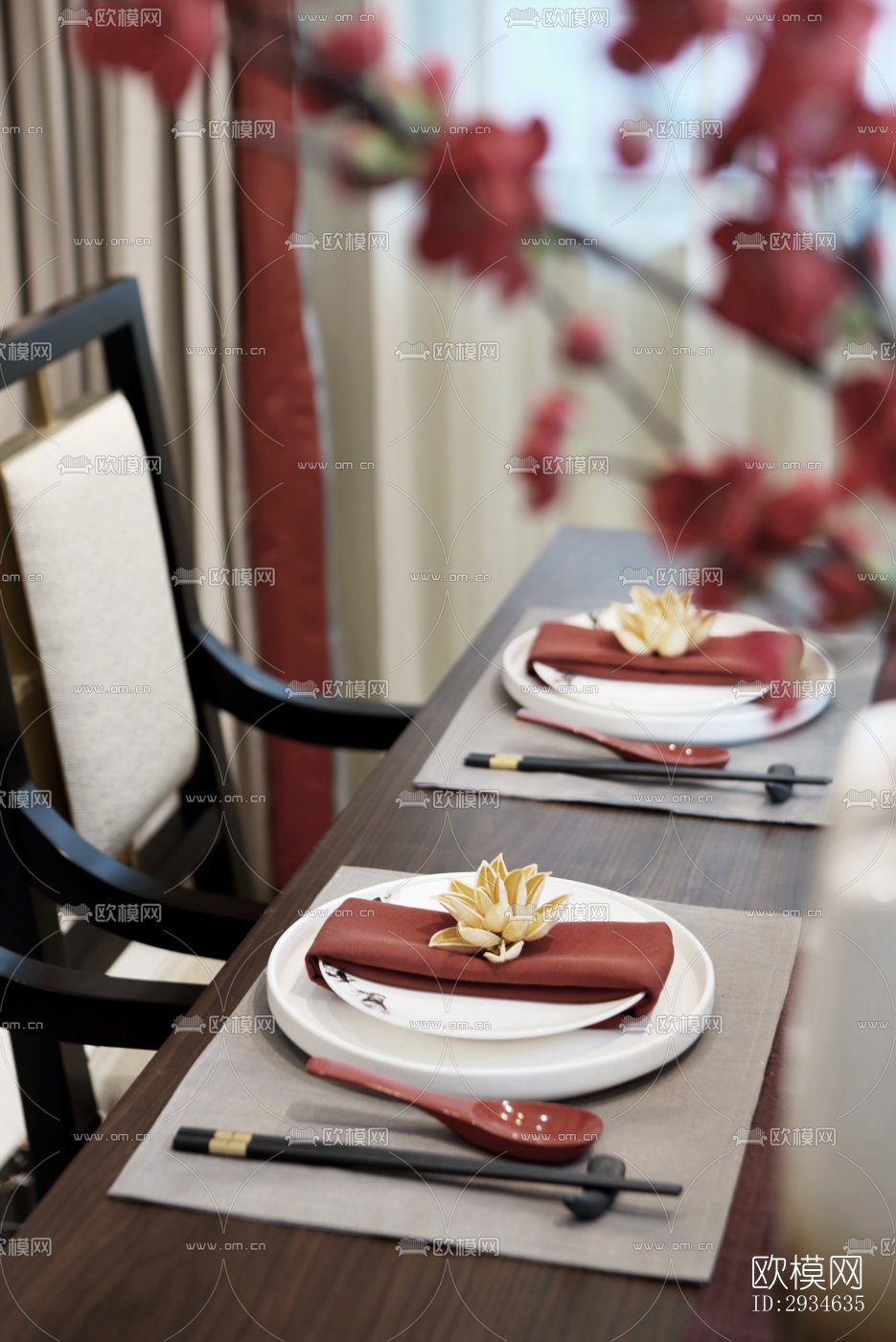 新中式平层效果图下载（渲染图9）