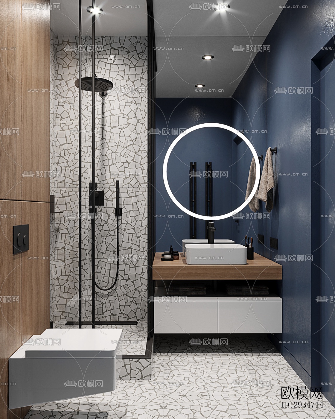 现代平层效果图下载（渲染图14）