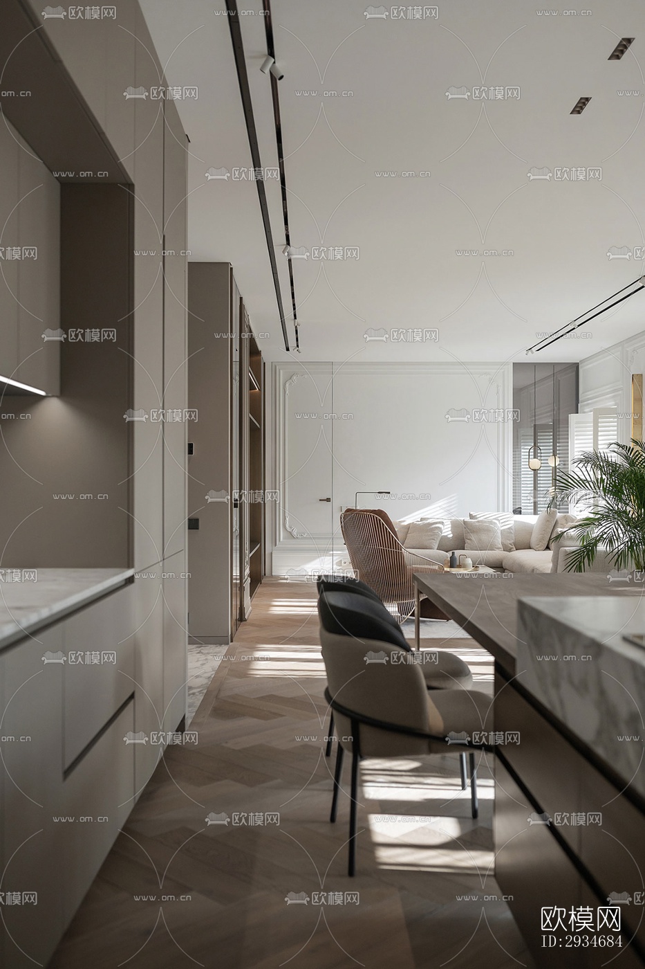 欧式平层效果图下载（渲染图6）