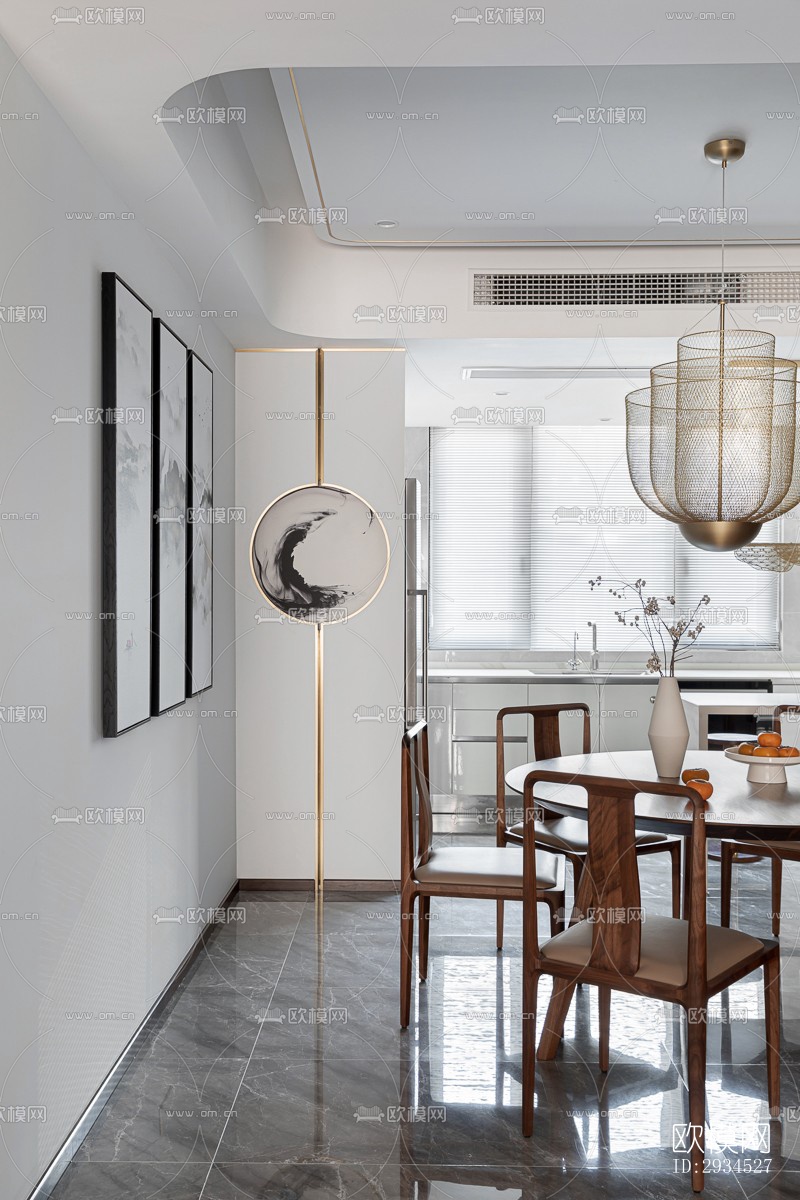 新中式平层效果图下载（渲染图5）