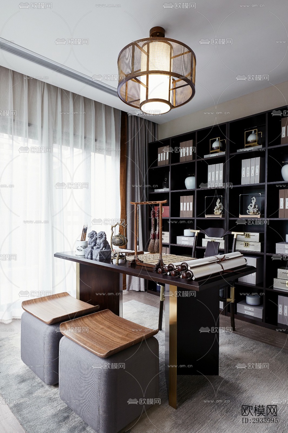 新中式别墅效果图下载（渲染图2）