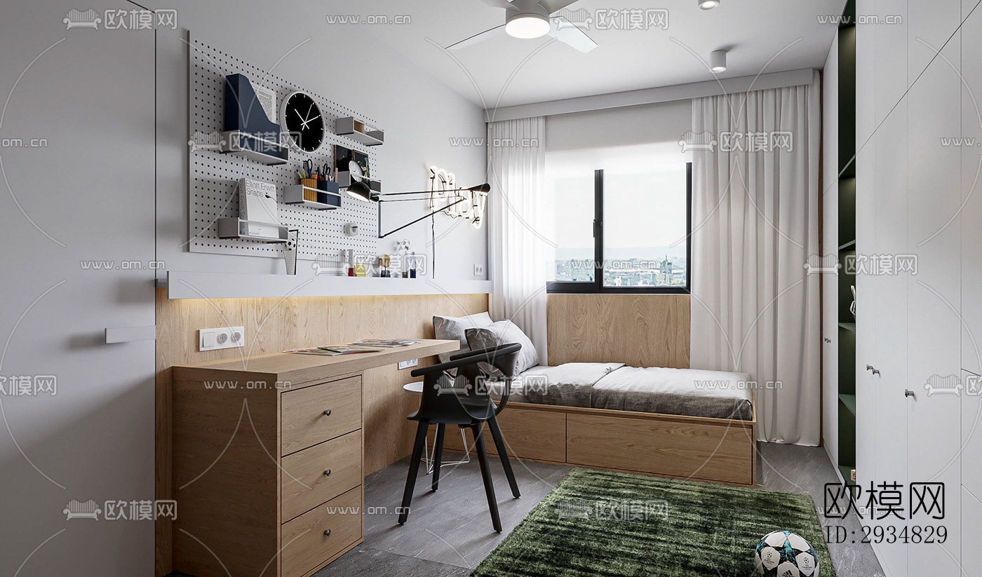 现代平层效果图下载（渲染图12）