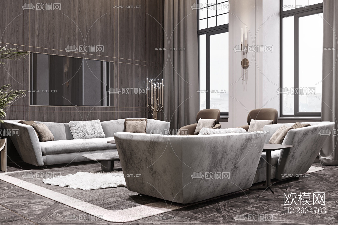 现代平层效果图下载（渲染图17）