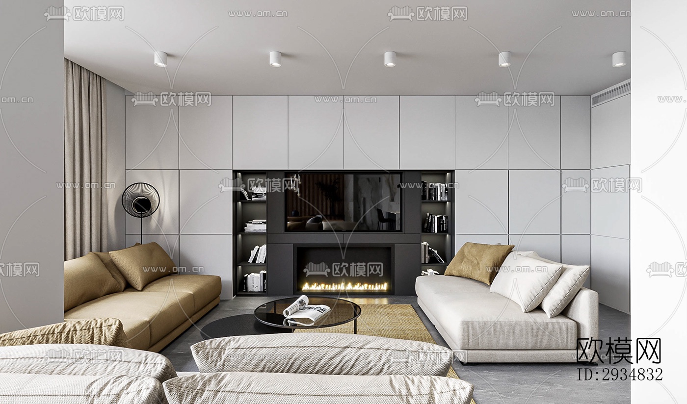 现代平层效果图下载（渲染图15）