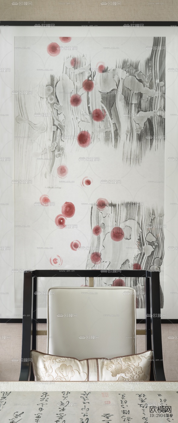 新中式平层效果图下载（渲染图15）