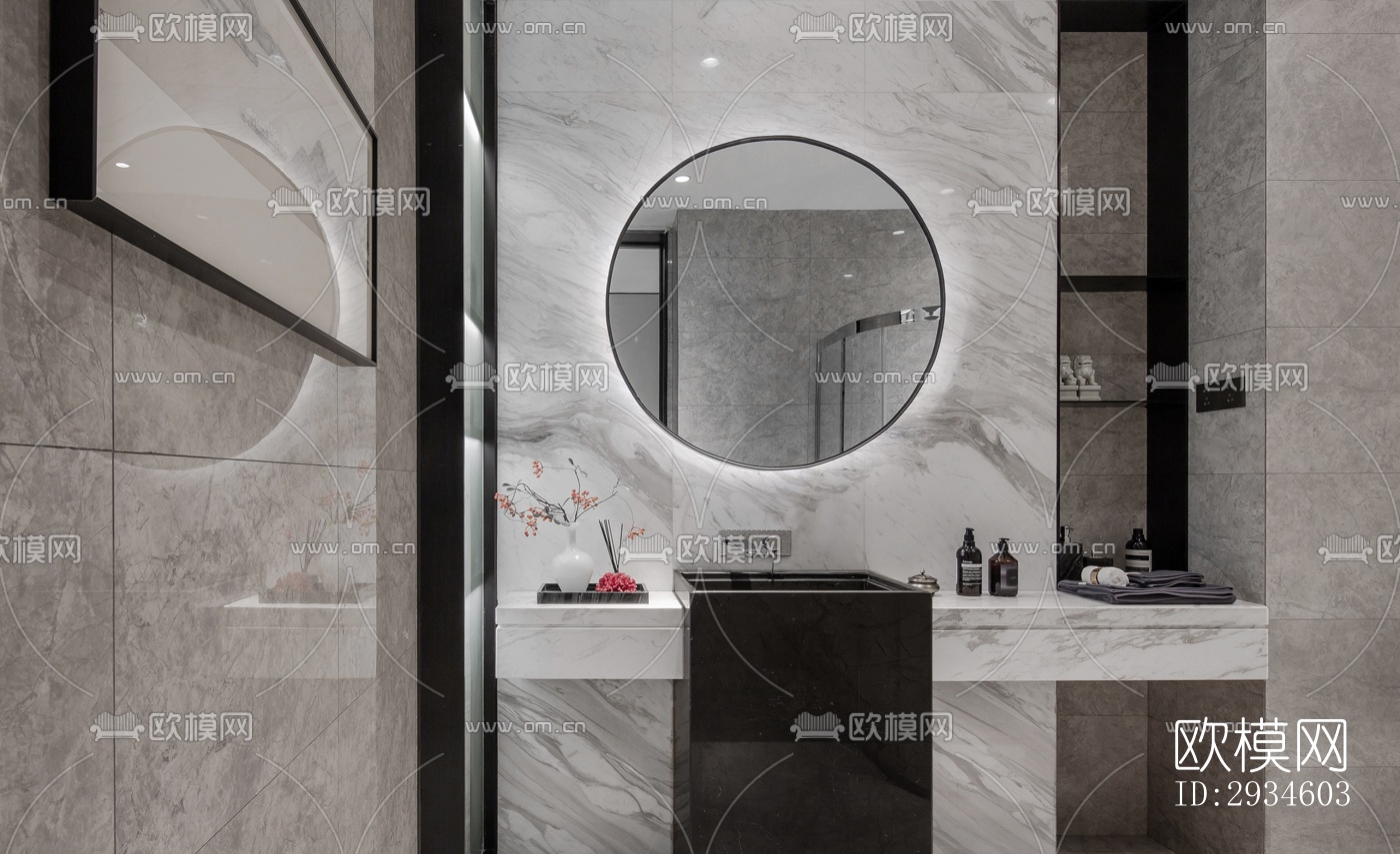 新中式平层效果图下载（渲染图20）