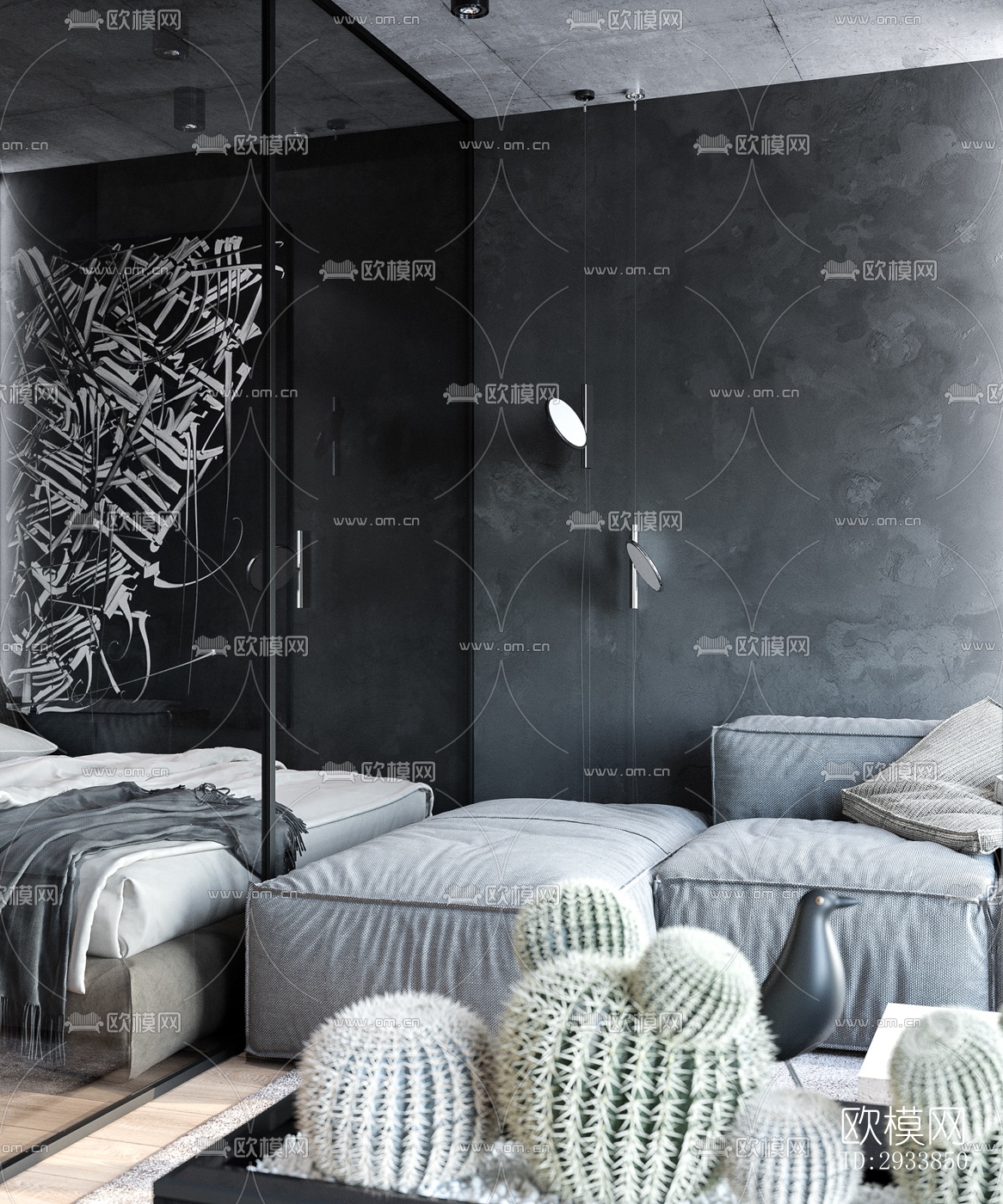 高级灰公寓效果图下载（渲染图18）