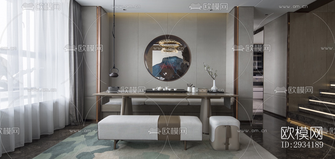 新中式复式效果图下载（渲染图8）