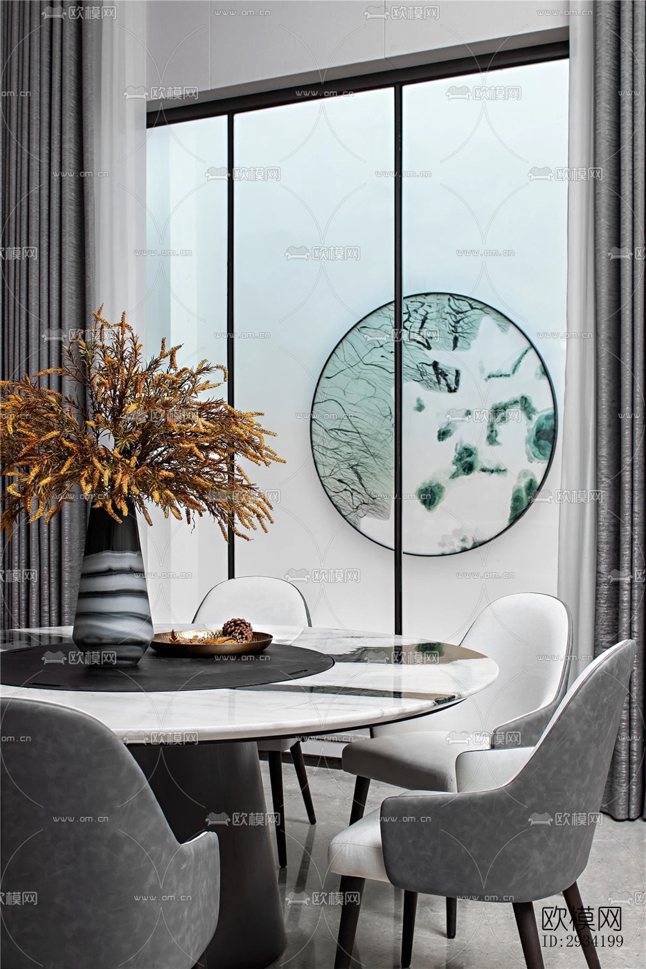 新中式复式效果图下载（渲染图5）