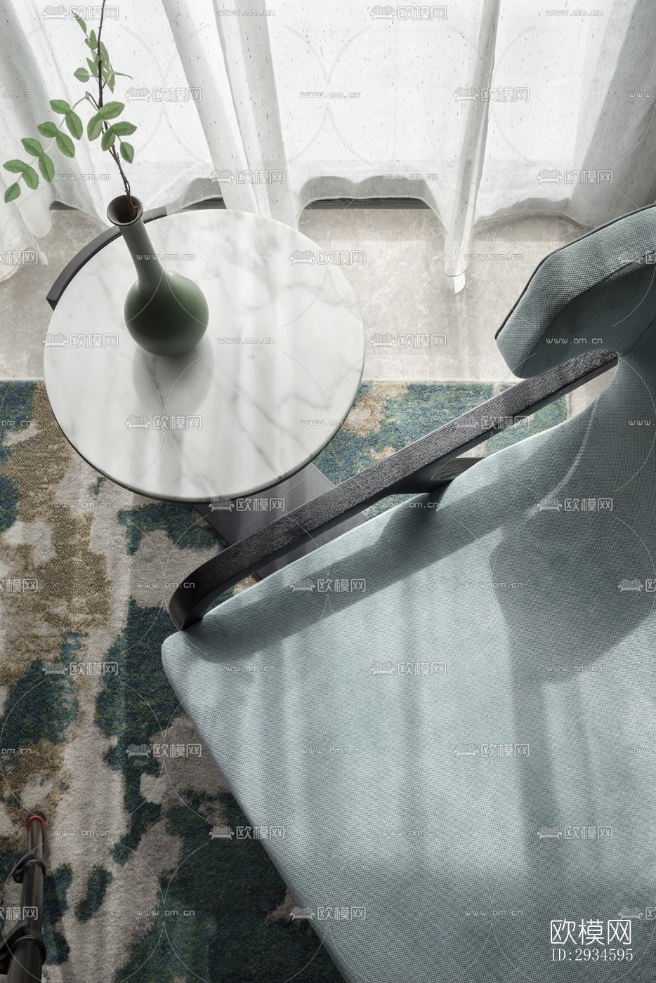 新中式平层效果图下载（渲染图17）