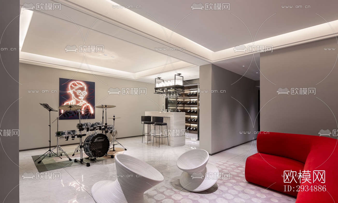 现代平层效果图下载（渲染图7）